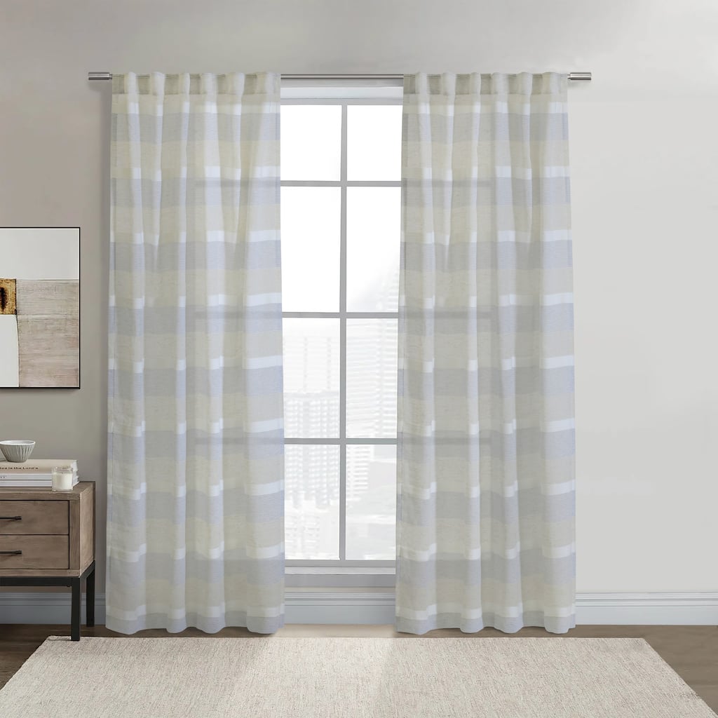 Nathan Stripe Sheer Dual Header Curtain Panel