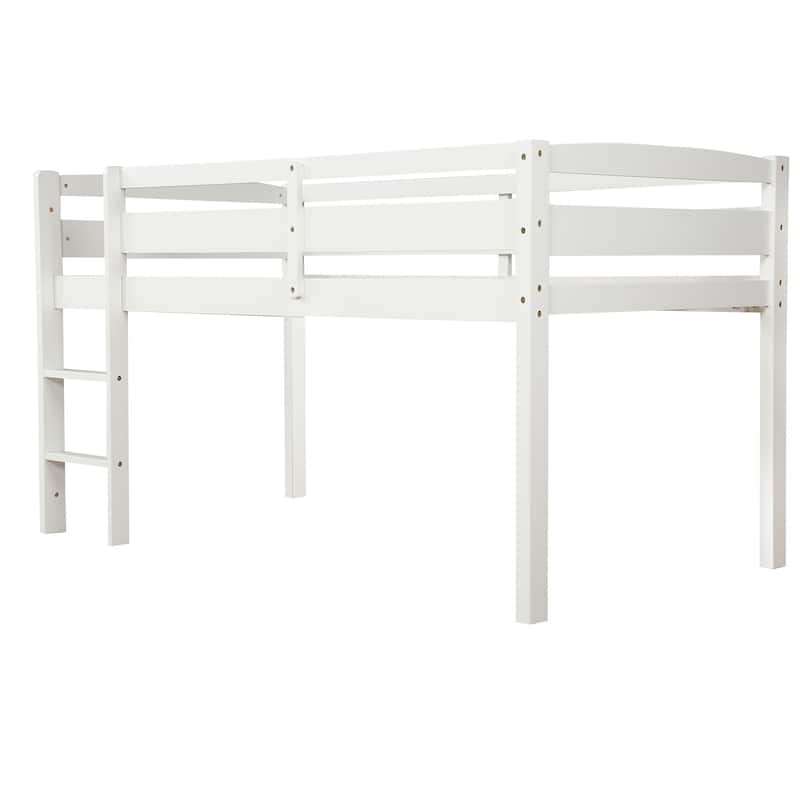 Solid Wood Twin Loft Bed with Slats and Ladder, Compact and Stylish