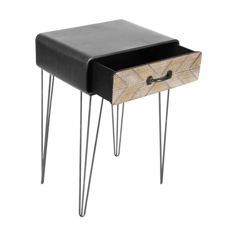 Black Metal Modern Accent Table - 12"W x 17"L x 26"H
