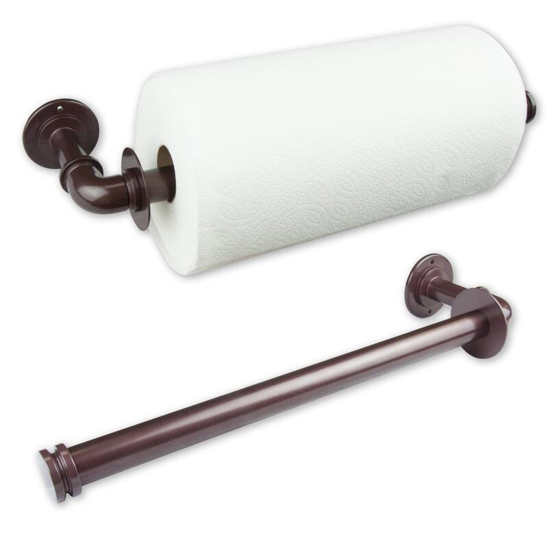 InStyleDesign Industrial Pipe Triple Toilet Paper / Towel Holder - Bronze