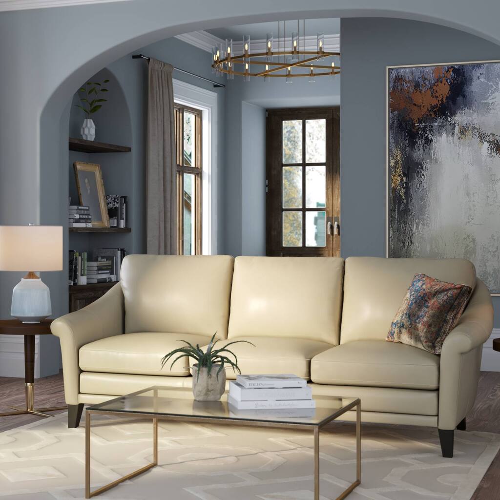 Sienna Leather and Wood Sofa