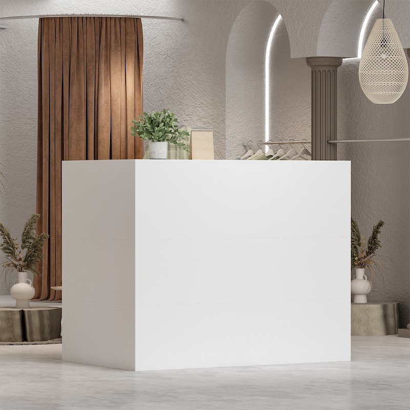 Modern L-Shaped Reception Desk Reception Table Secretary Table Working - White