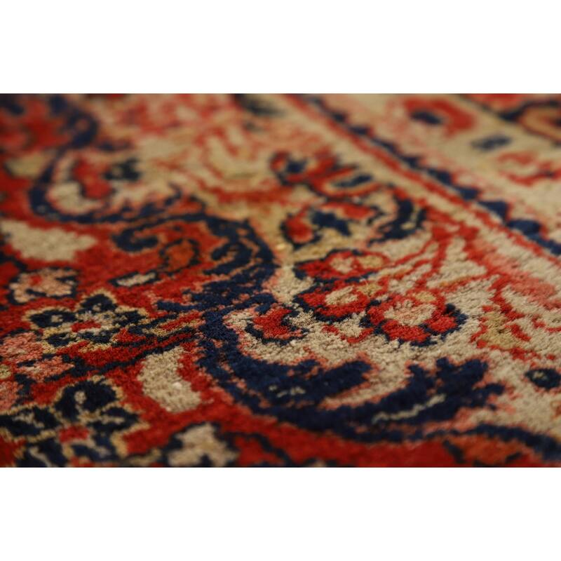Orange Medallion Sarouk Persian Square Rug Handmade Wool Carpet - 5'1"x 5'2"