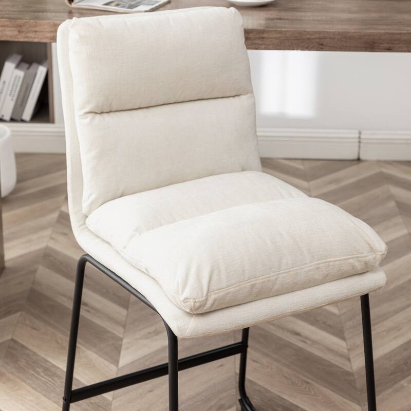 Modern 2 Piece Fabric 26 Inch Dining Chair with Footrest, Backrest, Cushion for Dining Room Kitchen Bedroom Living Room