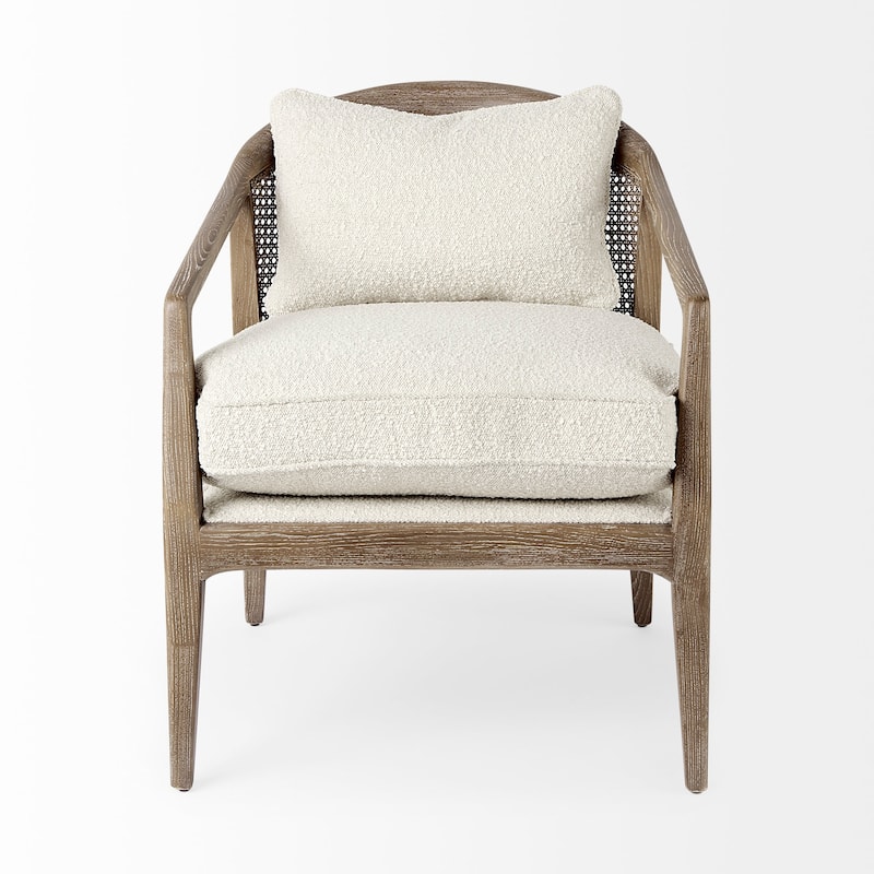 Landon Wood and Fabric w/Cane Accent Chair