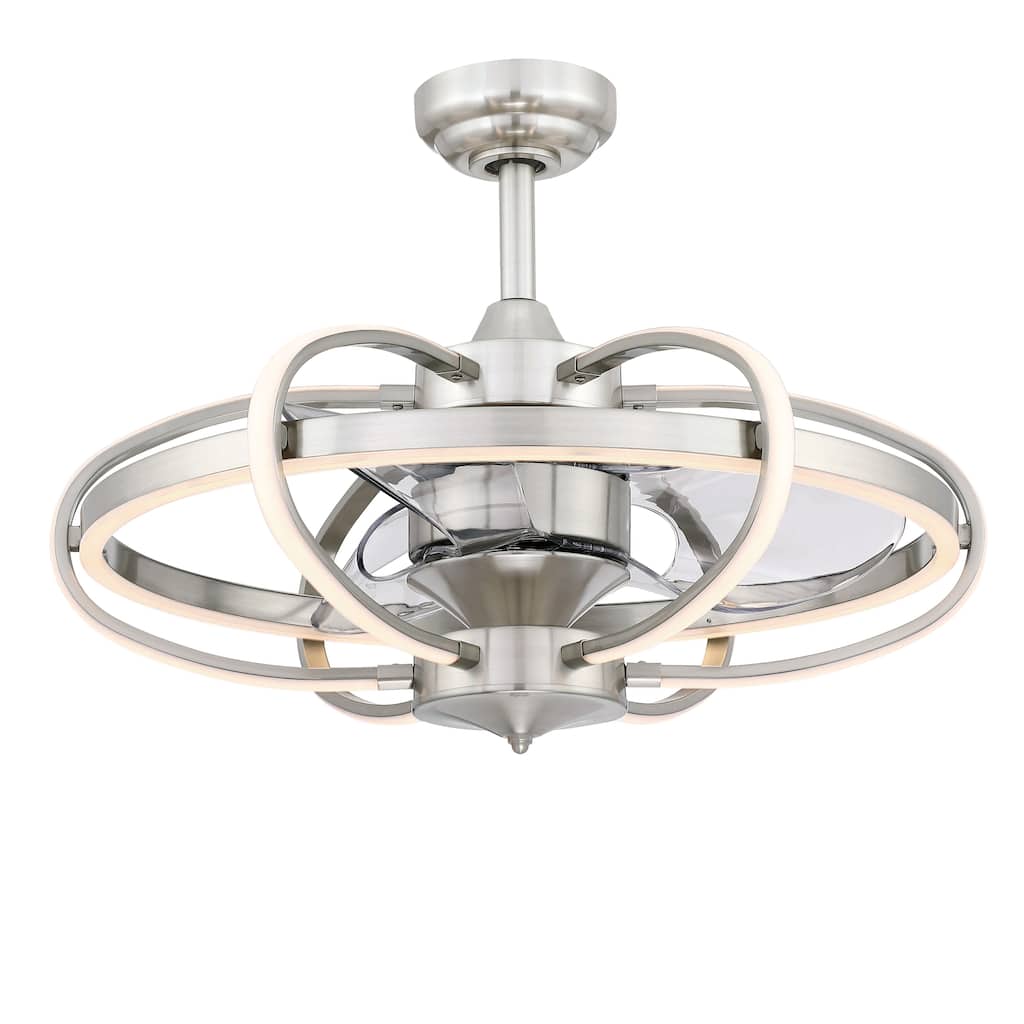 Obvi 22 inch Indoor Ceiling Fan with Clear Blades and LED Light Kit - Brushed Nickel