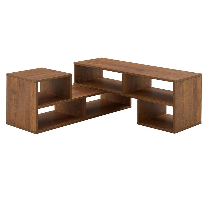 47.2" MDF Modular L-Shaped TV Stand - 2-Shelf Adjustable Media Console (200lb Capacity)