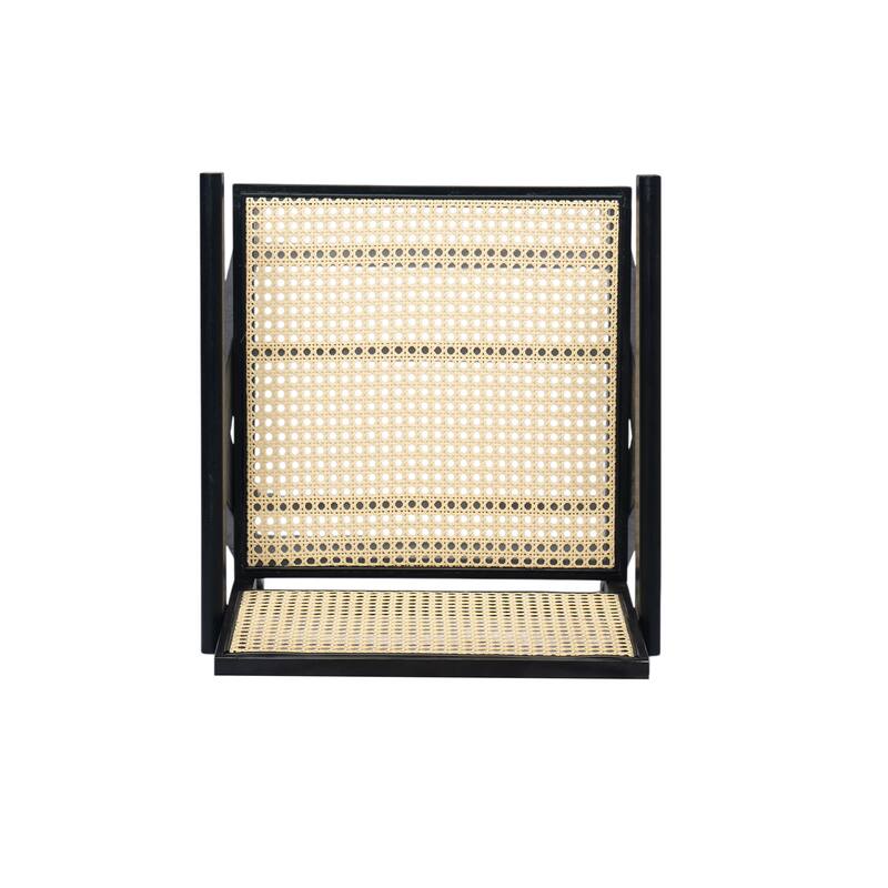 Roomfitters Modern Minimalist Bar Stool with Cane Seat and Solid Wood Frame, Set of 2