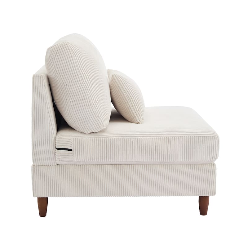 Corduroy Accent Chair with Ottoman Modular Couch Sectional Sofa