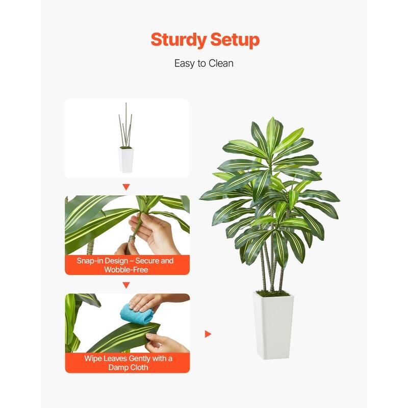 Realistic Artificial Dracaena Tree with Moss Planter and Lifelike PE Leaves for Indoor Home Decor