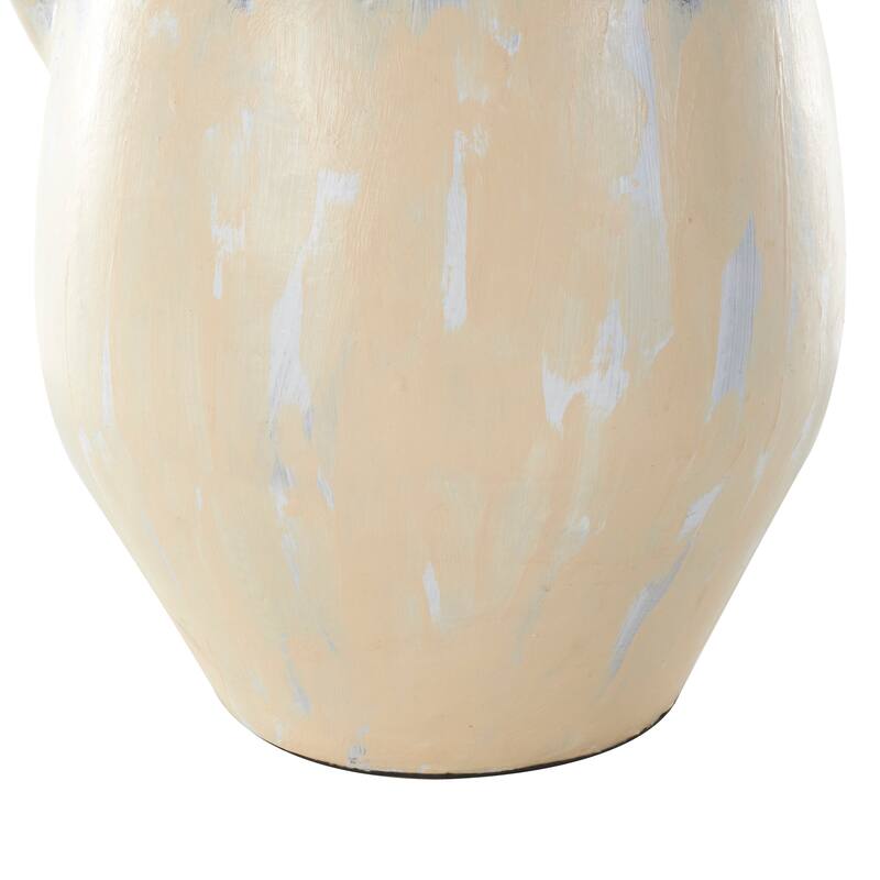 Cream Ceramic Antique Style Pot Decorative Vase with Curved Handle