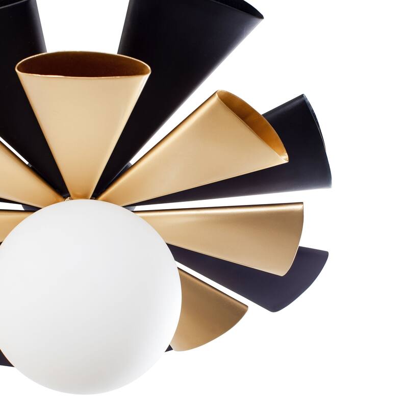 Varaluz Daphne 1-Light Convertible Flush Mount/Sconce - Matte Black/French Gold