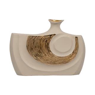 Sagebrook Home Metal Gold/Nude Rectangle Embossed Swirl Vase