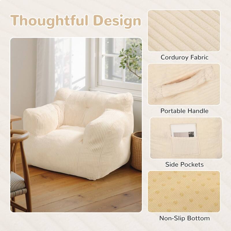 Pamapic Bean Bag Chair, Soft Corduroy Lazy Large Bean Bag Couch
