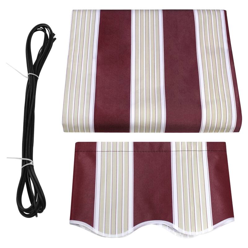MCombo Sunshade Replacement Fabric with UV Protection for Retractable Patio Awnings - Red with Beige