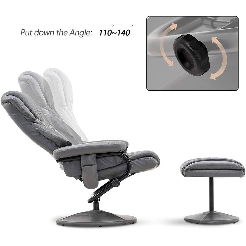 MCombo Faux Leather Swivel Massage Recliner with ottoman