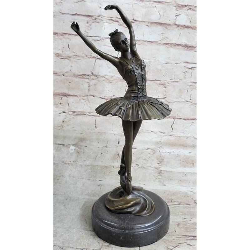 Prima Ballerina Ballet Dancer Girl Figure Signed Original Bronze Statue Sculpture 13 Inches X 5 Inches