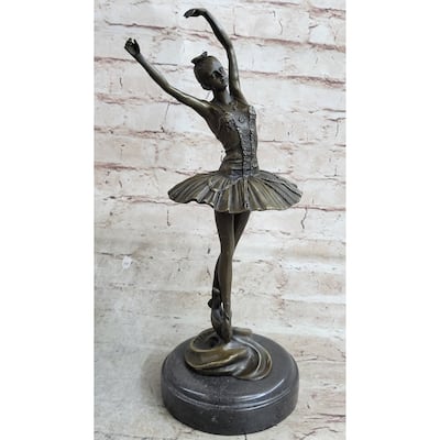Prima Ballerina Ballet Dancer Girl Figure Signed Original Bronze Statue Sculpture 13 Inches X 5 Inches