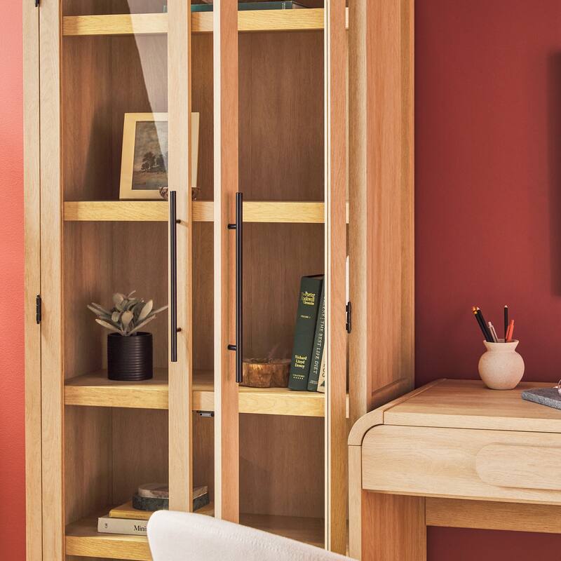 Middlebrook 3-Piece Set Writing Desk with 2 Glass Bookcases