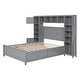 preview thumbnail 7 of 10, Full Size Platform Bed with Headboard Storage Shelves and Underbed Drawers Multi Functional Wooden Frame