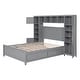 preview thumbnail 7 of 34, Full Size Wooden Bed with All-in-One Cabinet, 10-Shelves, & 4-Drawers, Grey