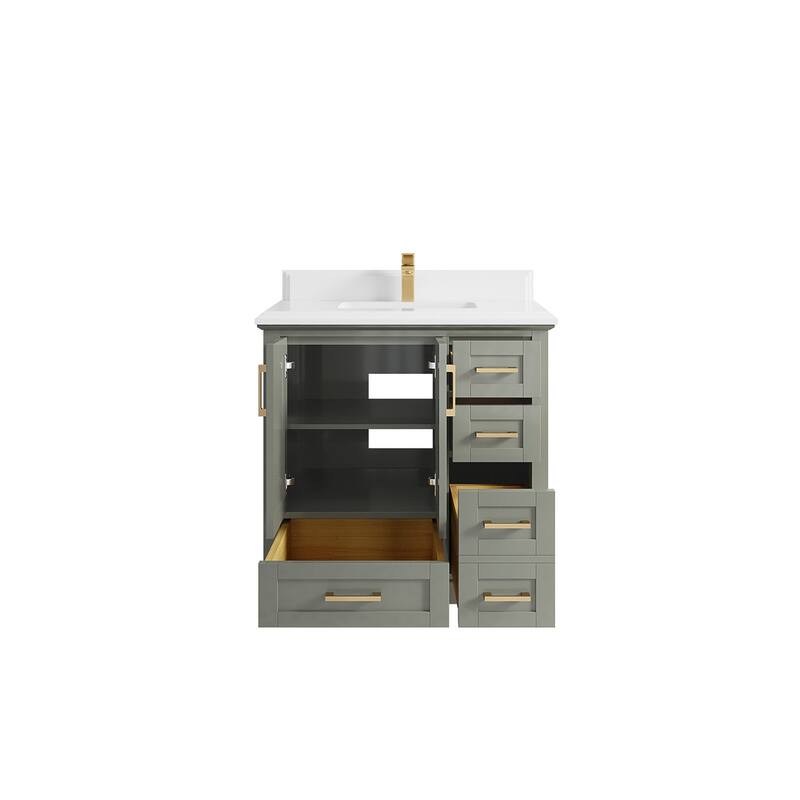 Willow Collections 36 x 22 Boston Center Sink Left Bathroom Vanity with Countertop