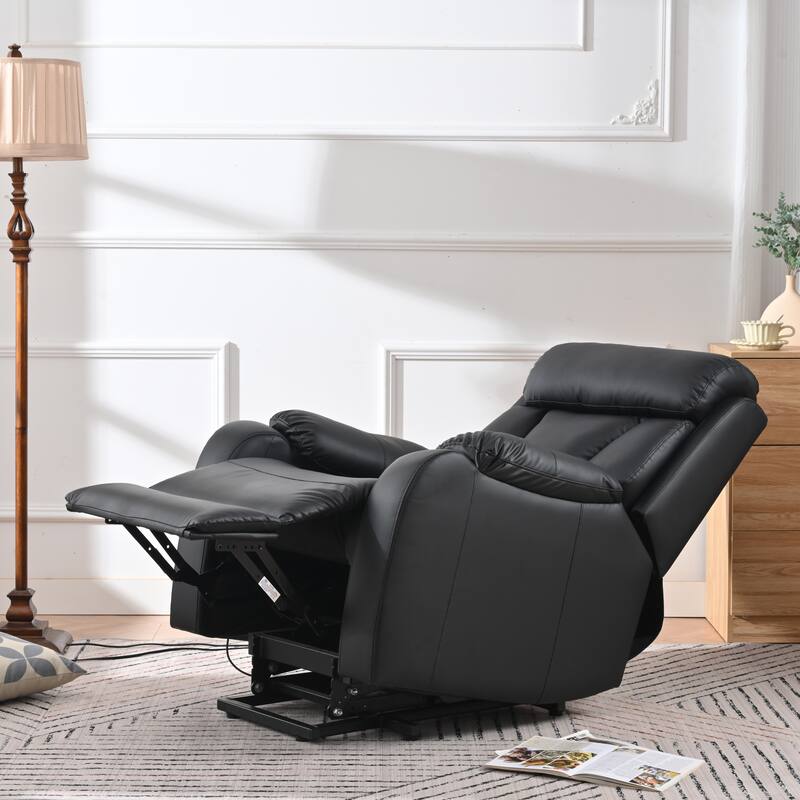 Blue Power Lift Recliner for Seniors with Remote, Anti-Skid Upholstery, Overstuffed Cushion, and Side Storage Pocket