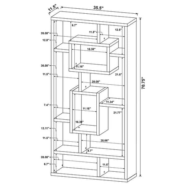 dimension image slide 2 of 3, Corey Transitional 71-inch 8-shelf Bookshelf