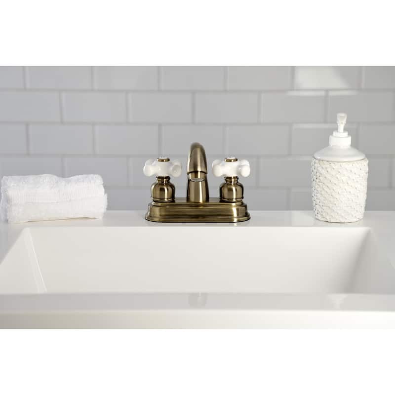 Restoration Two-Handle 3-Hole Deck Mount 4 in. Centerset Bathroom Faucet