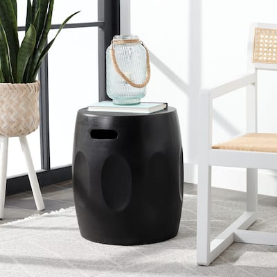 SAFAVIEH Hasmik Indoor/ Outdoor Modern Black Concrete Round Accent Table - 15.7" W x 15.7" L x 17.7" H - 16Wx16Dx18H