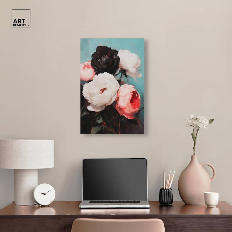 Three Shades of Peony III Canvas by Art Remedy, Gallery Wrapped