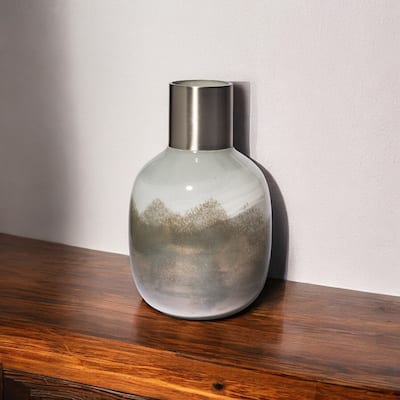 Brown Cylinder Crystal Glass Table Vase Modern Decorative Accent