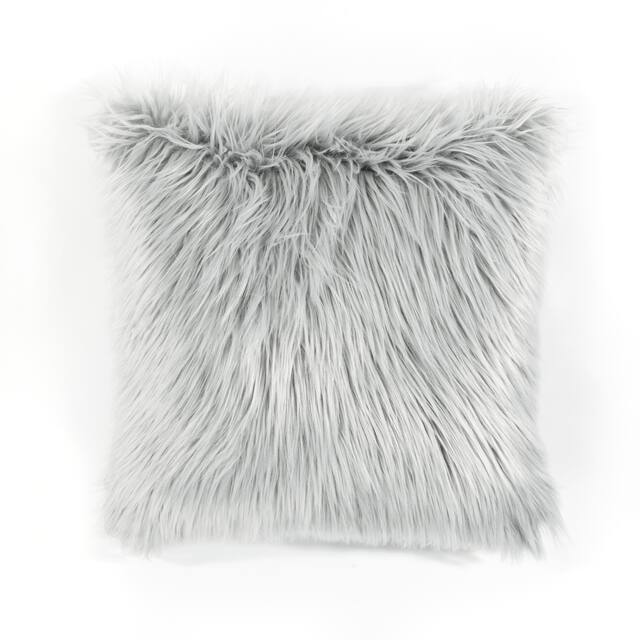 Lush Decor Mongolian Luca Faux Fur Decorative Pillow Cover - Gray - 20" x 20"