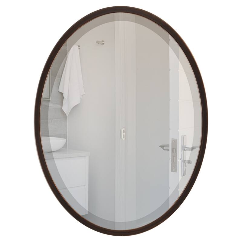 Lincoln Framed Oval Mirror - Rubbed Bronze - Rubbed Bronze
