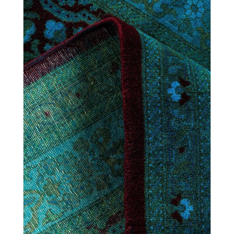 Overton Hand Knotted Wool Vintage Inspired Modern Contemporary Overdyed Blue Runner Rug - 2' 6" x 12' 0"