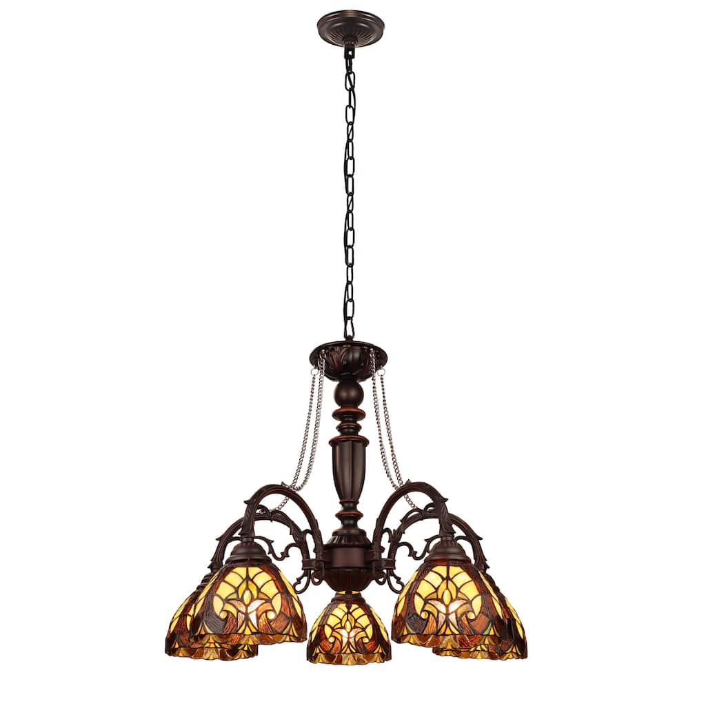 Tiffany Style Victorian Design 5-light Dark Bronze Chandelier - 22 High