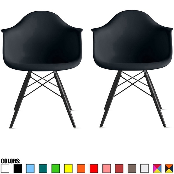 OCHS Trading Market Black, PP OCHS Modern Dining Plastic Chair with Eiffel Retro Wooden Legs Office Kitchen Lounge Bedroom Designer Chair