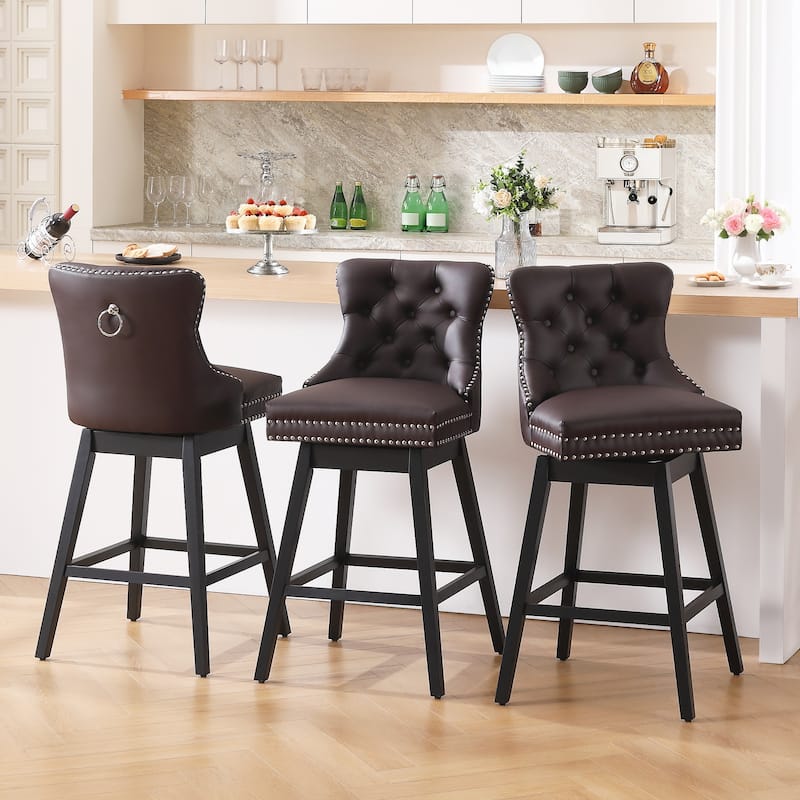 26"/29" Faux Leather Swivel Counter and Bar Height Stools (Set of 1/2/3/4)