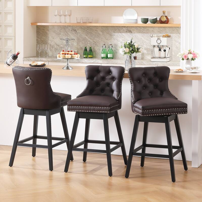 26"/29" Faux Leather Swivel Counter and Bar Height Stools (Set of 1/2/3/4)