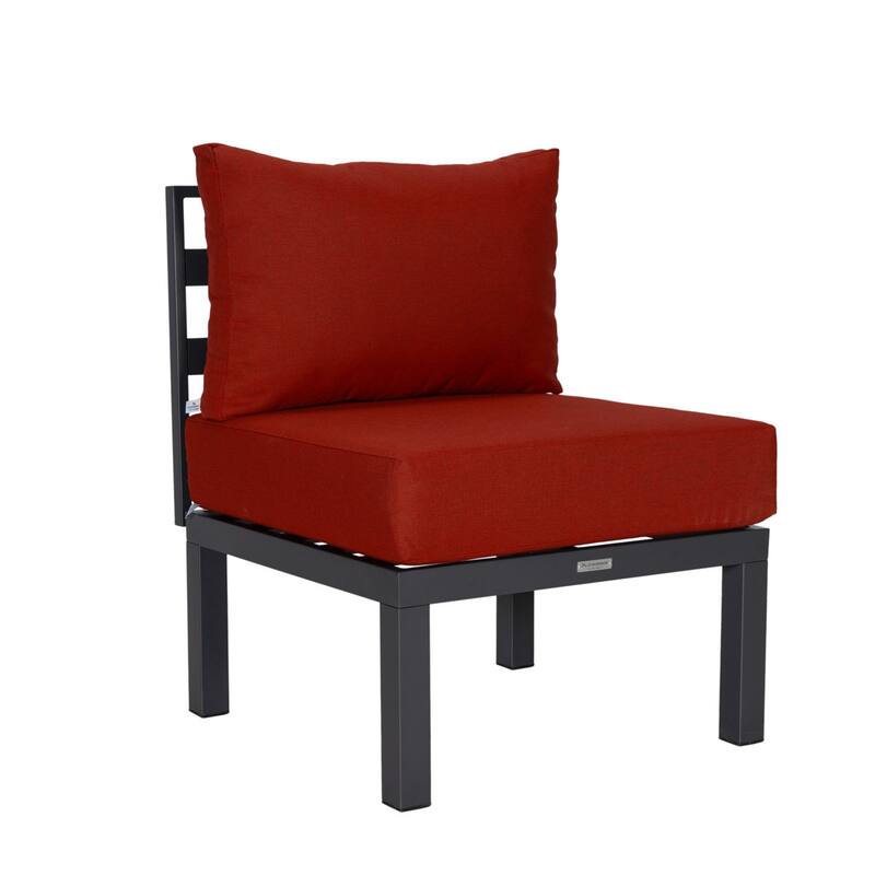 Chelsea 6-Piece Outdoor Patio Sectional Set in Black Aluminum with Removable Cushions for Backyard Garden and Patio Deck