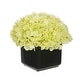 preview thumbnail 10 of 31, Faux Hydrangea in Small Black Cube Ceramic Vase Green