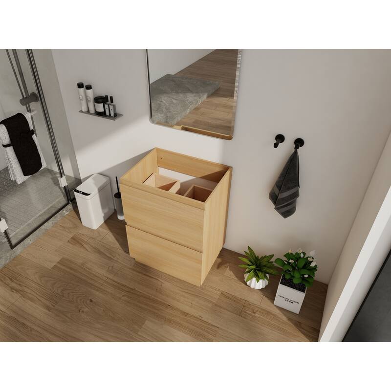 GDFStudio - Geneva Modern Wall-Mounted Bathroom Vanity Set with 2 Soft Close Drawers, Sink NOT INCLUDED