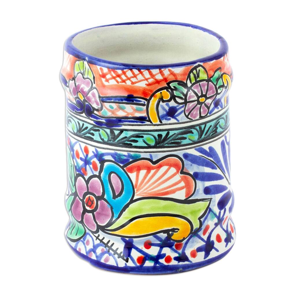 Novica Handmade Colonial Guanajuato Ceramic Utensils Holder