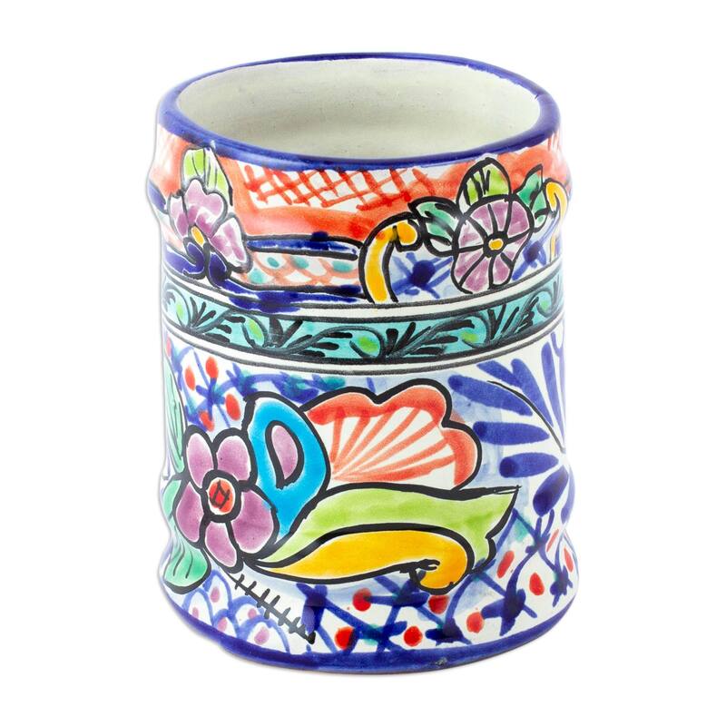 Novica Handmade Colonial Guanajuato Ceramic Utensils Holder