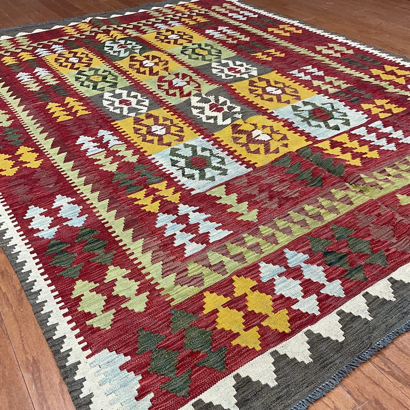 HERAT ORIENTAL Hand-woven Kilim Wool Rug - 5'7" x 7'8"