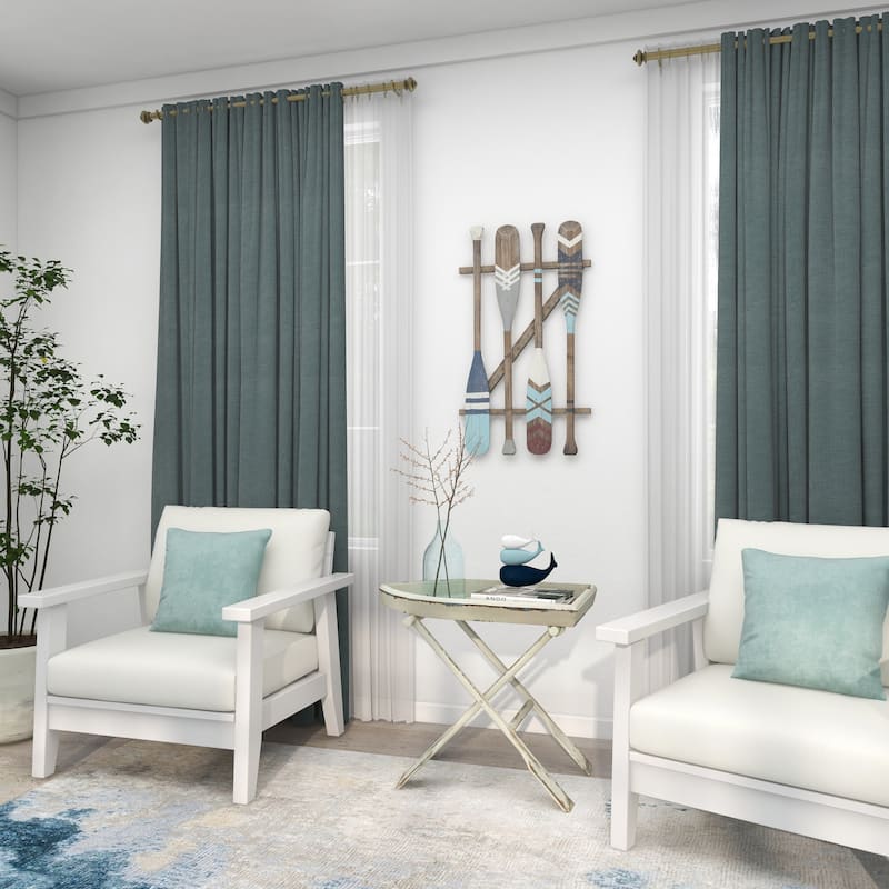 Brown Wood Novelty Canoe Oar Paddle Home Wall Decor with Arrow and Stripe Patterns