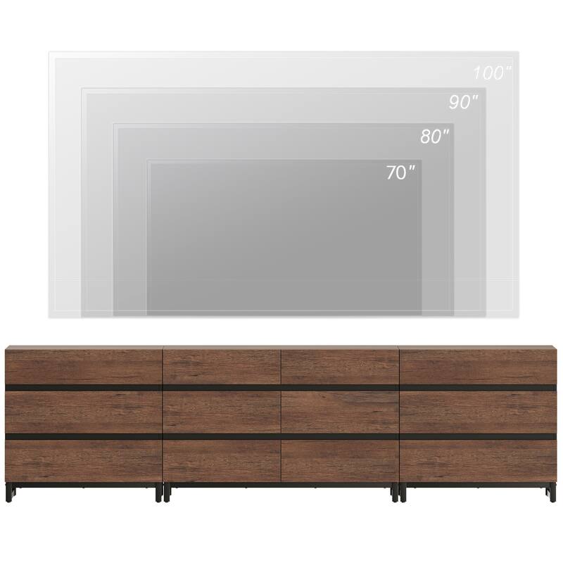 Modern TV Stand for TVs up to 120 inches, 3 in 1 TV Console with 12 Drawers, Media Console with Adjustable Shelf for Living Room
