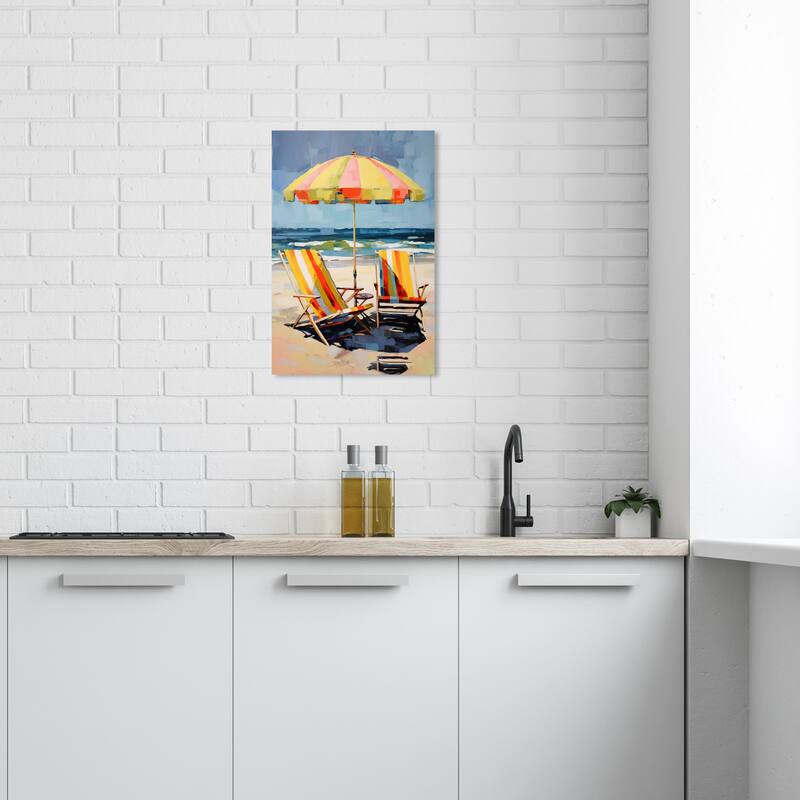 Wynwood Studio Canvas Nautical and Coastal Partners at the Beach Yellow and Nautical & Coastal Wall Art Canvas Print - 24 x 16
