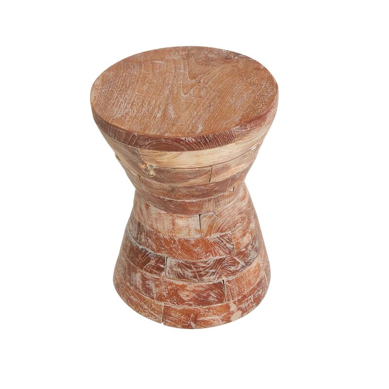 Timeless Brown Teak Wood Intricately Carved Accent Table