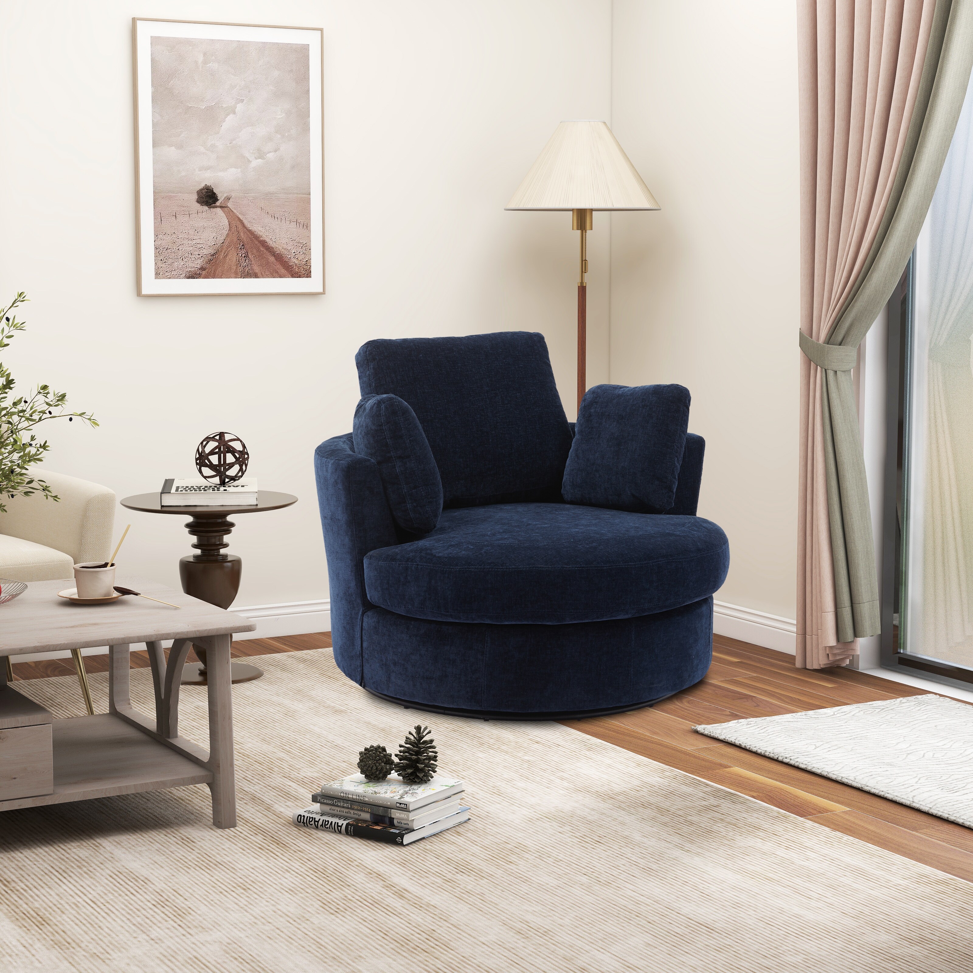 Navy blue barrel discount chair